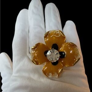 Kenneth Jay Lane Crystal Flower Adjustable Ring